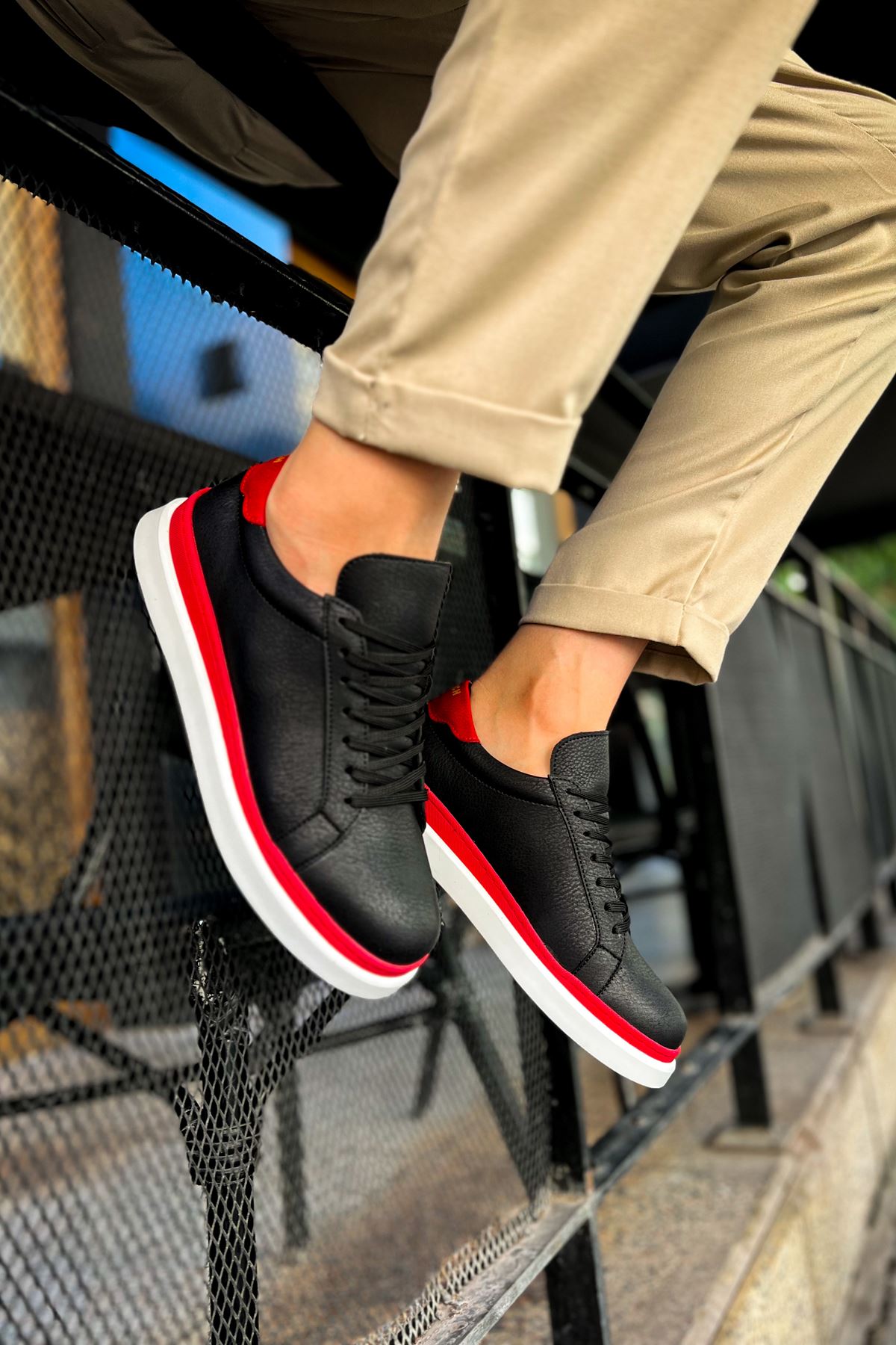 RAMER CH979 Santoni GBT Spor Erkek Ayakkabı SIYAH/KIRMIZI RAMER CH979 Santoni GBT Spor Erkek Ayakkabı SIYAH/KIRMIZI