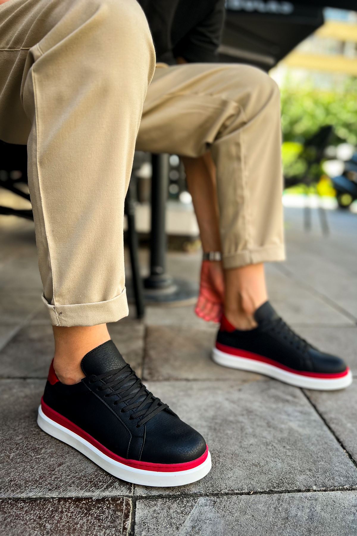 RAMER CH979 Santoni GBT Spor Erkek Ayakkabı SIYAH/KIRMIZI RAMER CH979 Santoni GBT Spor Erkek Ayakkabı SIYAH/KIRMIZI