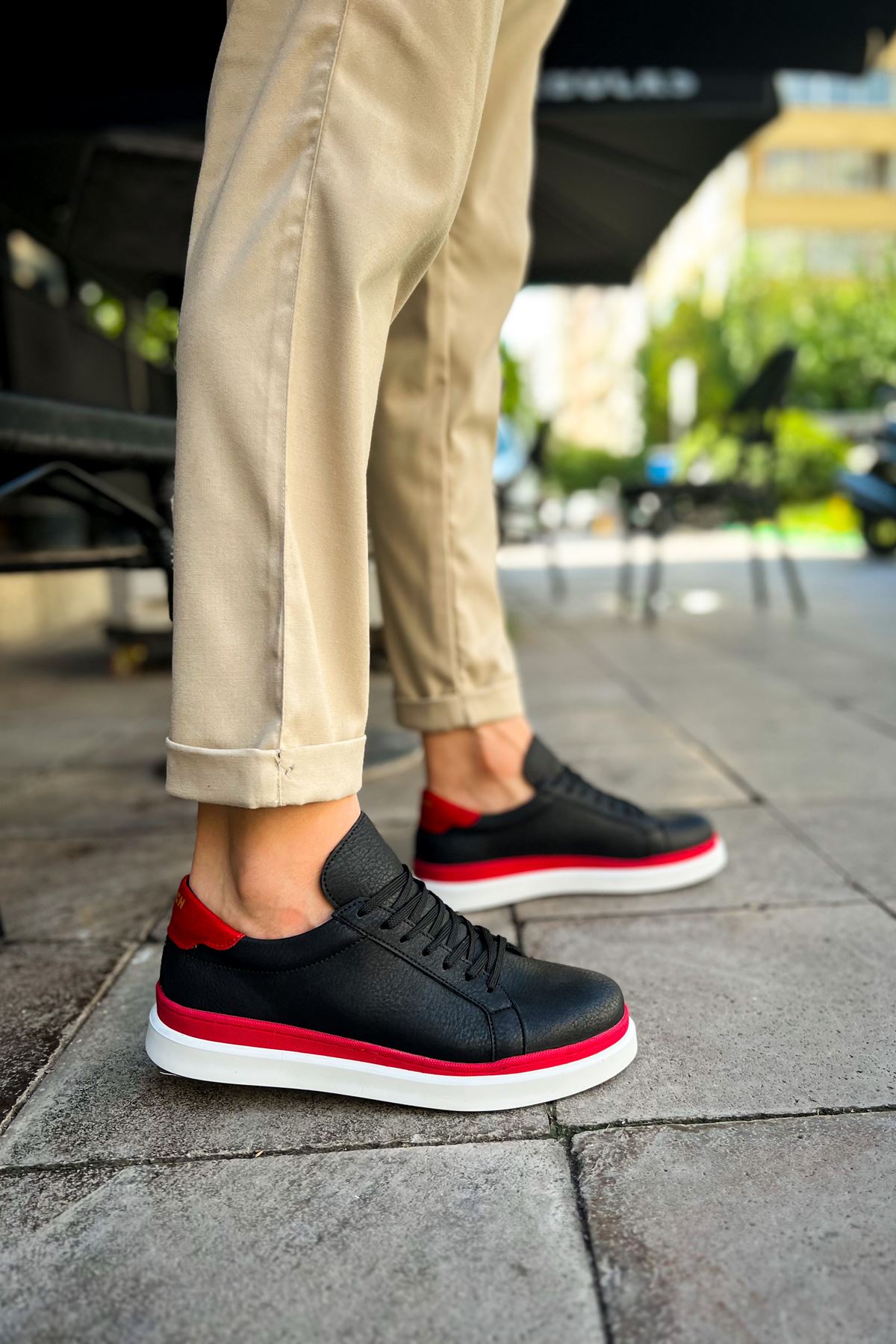 RAMER CH979 Santoni GBT Spor Erkek Ayakkabı SIYAH/KIRMIZI RAMER CH979 Santoni GBT Spor Erkek Ayakkabı SIYAH/KIRMIZI
